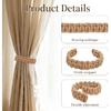 4pcs Braided Curtain Tiebacks Boho Curtain Holdbacks Farmhouse Tie Backs Holders for Home Bedroom Office Drapes Curta (Linen)