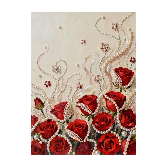 

Пластиковий Набір для Творчості Малювання Перлами Набір Полотна з Попередньо Нанесеними Намальованими Перлами-Імітаціями Дизайни з Трояндами Набір для DIY Малювання Перлами для Декору Стін Подарунок A