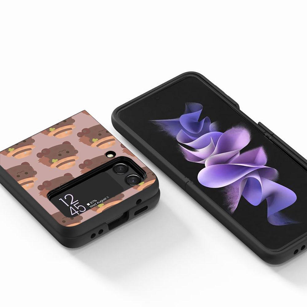 PUI PUI MOLCAR Cute Case for Samsung Galaxy Z Flip4 Flip3 5G PC Hard Cell Phone Shell Z Flip 4 3 Black Coque Zflip4 Zflip3 Cover