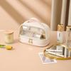 PU Double-Layer Transparent Makeup Bag - Large Capacity, Waterproof, Portable Toiletry Bag for Travel, Multi-Layer Storage