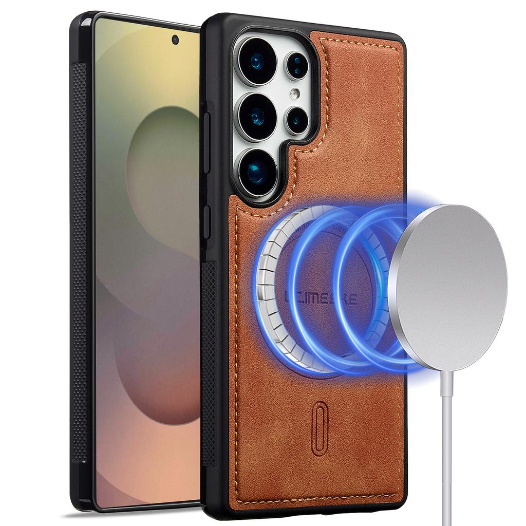 LC.IMEEKE L6 For Samsung Galaxy S23 Ultra Case PU Leather Coated PC TPU Phone Cover Magnetic Case