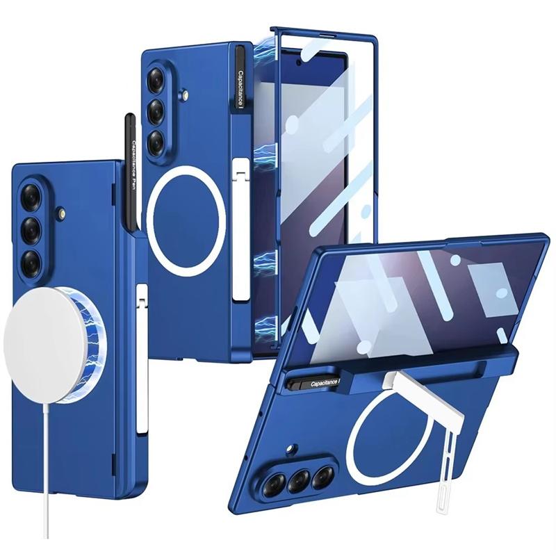 

For For Samsung Galaxy Z Fold 7 6 5 4 3 5G Case Magsafe Wireless Charging Magnetic Hinge Pen Holder Stand Screen Protect Film Cover For Galaxy Z Fold 7