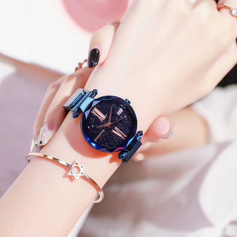 Fashion Women Watches Magnetic Starry Sky Female Clock Quartz Wristwatch magnet strap Luxury Ladies Dress Wristwatch gift