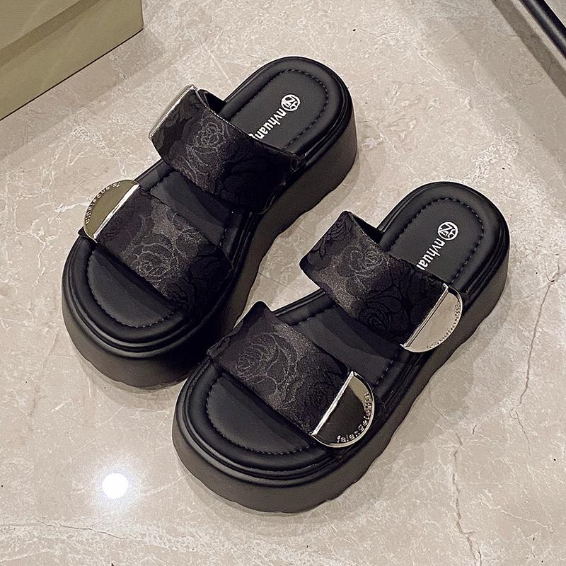 Fashion 7.5CM Casual Wedge Slippers Women New Summer Non Slip Platform Sandals Woman Open Toe Comfortable Female Chunky Beach Slippers