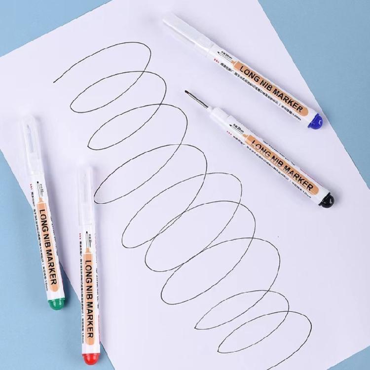 Pack of 5 Thin Head Long Nib Marker Pens for Marking Deep Holes in Metal Wood