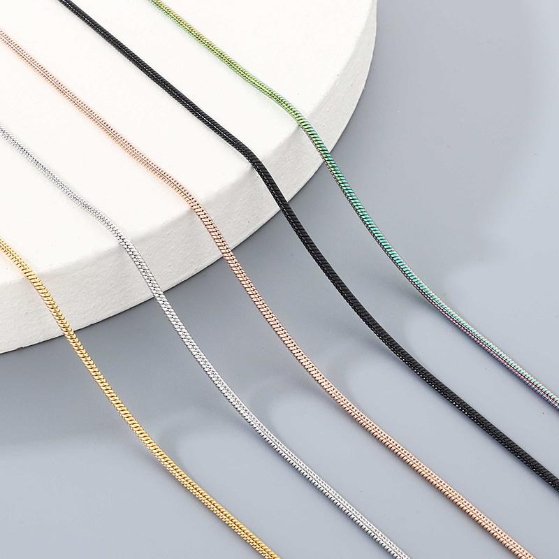 Stainless Steel Round Snake Chain Necklace For Men Women‘s Lightweight Smooth Layering Choker Multiple Minimalist Trendy Jewelry