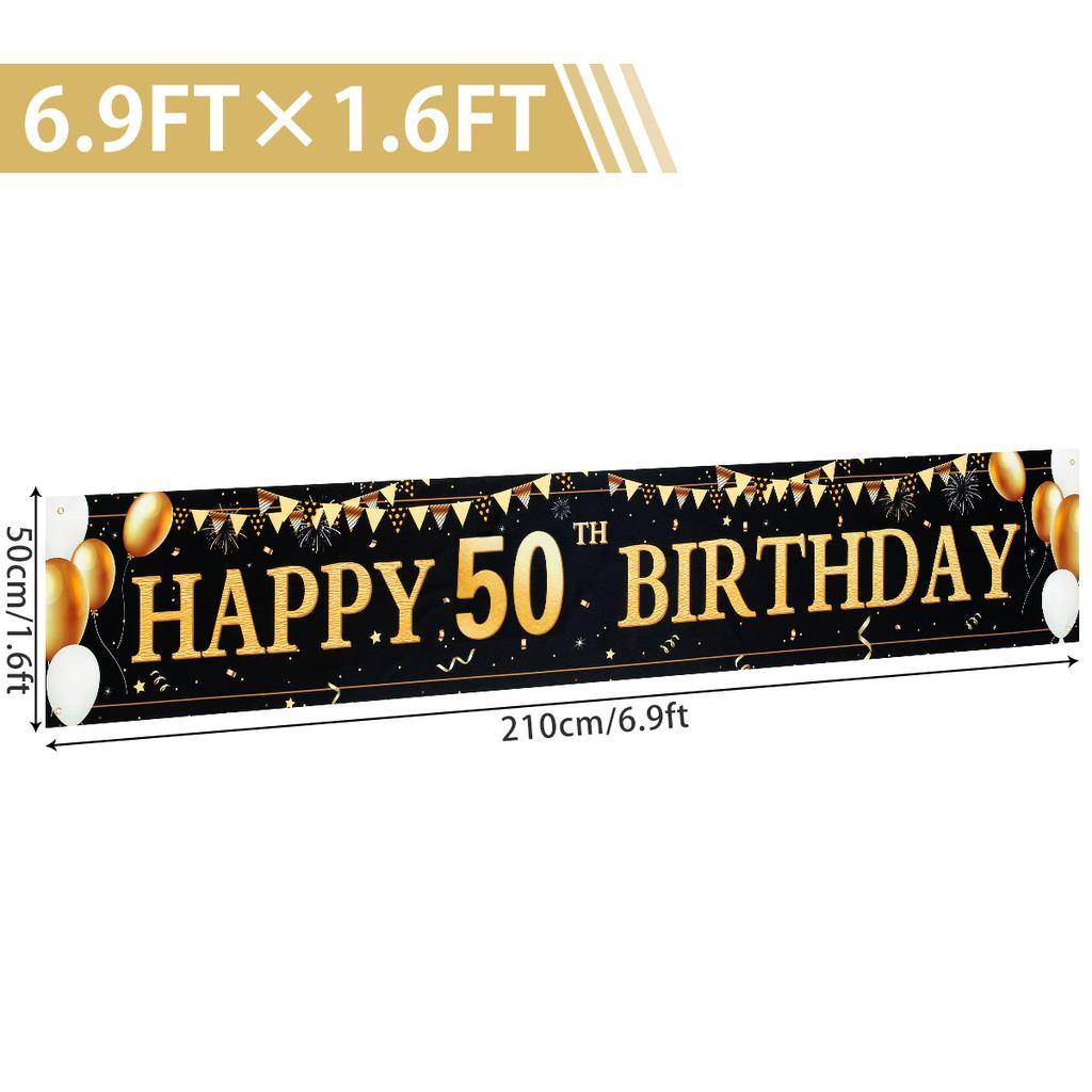 Black Gold Birthday Banner Large Size Birthday Party Decoration 30 40 50 60 70 80 Years Birthday Background Banner Hanging Flag