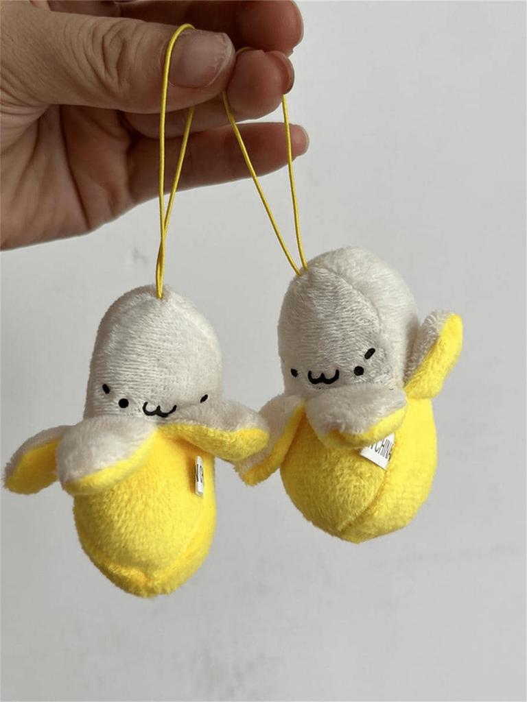 Cartoon 1-10Pcs Plush Banana Keychain On Backpack Hairy Cute Kawaii Banana Pendant For Women Men Kid Toy Doll Key Chain Bag Car