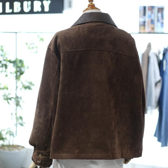 The Tilleberry Leather Collar Faux Suede Jacket NCMTR9M0JK06W