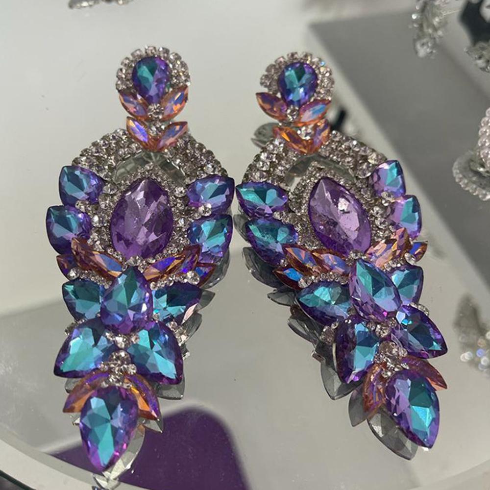 Stonefans Black Large Rhinestone Dangle Earrings Stud for Women  Party Accessories Crystal Earrings Wedding Jewelry Gift
