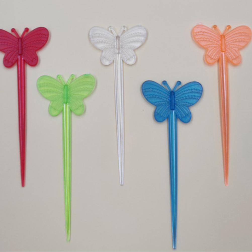 200Pcs Cartoon Fruit Picks Long Handle Plastic Food Toothpicks Party Snack Dessert Sticks Mixed Colors