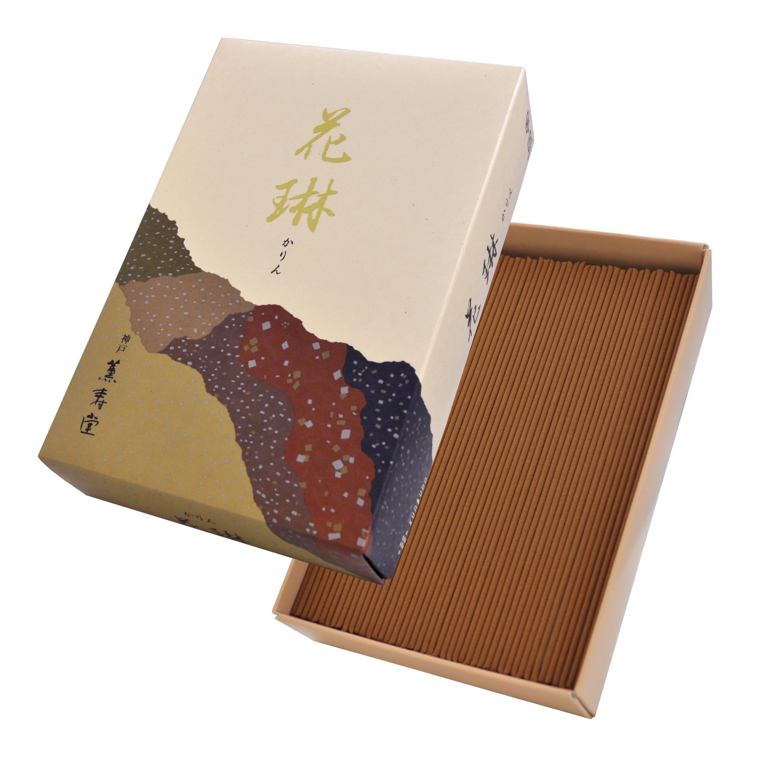 

Karin large rose incense sticks, medium smoke. A modern and gentle sandalwood scent fills the air. Eirakuya founded in Bunsei 3.