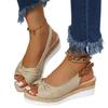 Wish Large Size Women's Wedge Heel Sandals Women's Summer New Casual Muffin Wear Bow Fish Mouth Sandals