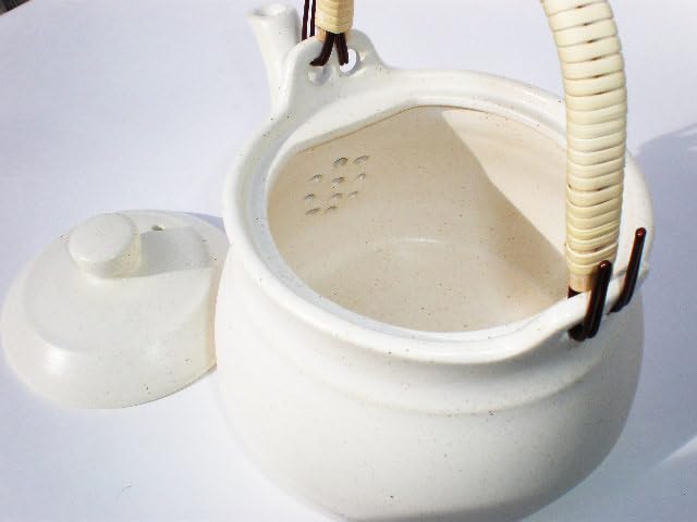 Tokoname ware heat-resistant earthenware teapot, size 8 (1400cc), white, suitable for direct flame! Made in Japan / Yamagen Touen