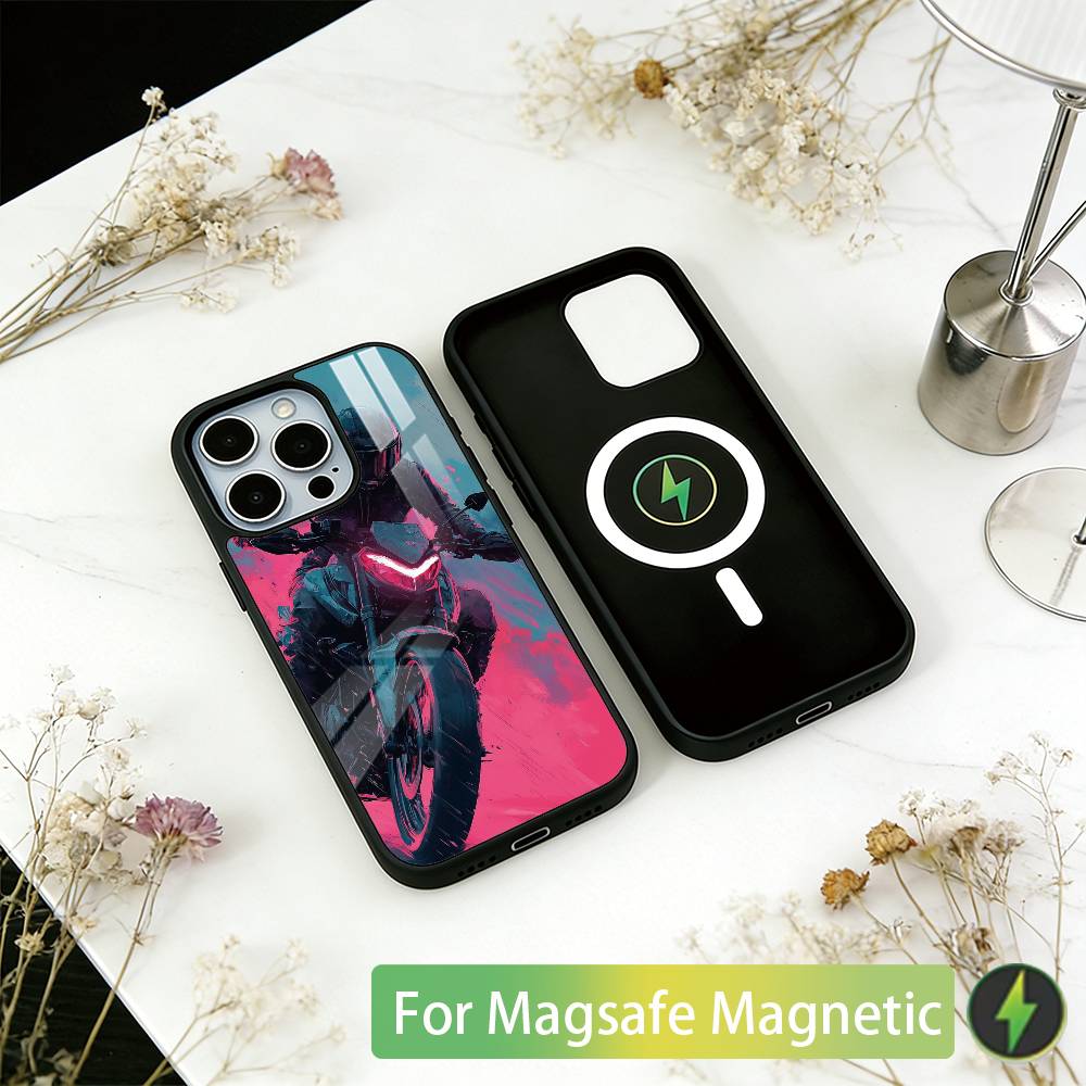 

Motorbike Cool Kid Phone Case For iPhone17,16,15,14,13,12,11 Plus,Pro Magnetic For Magsafe Wireless Charging iPhone17