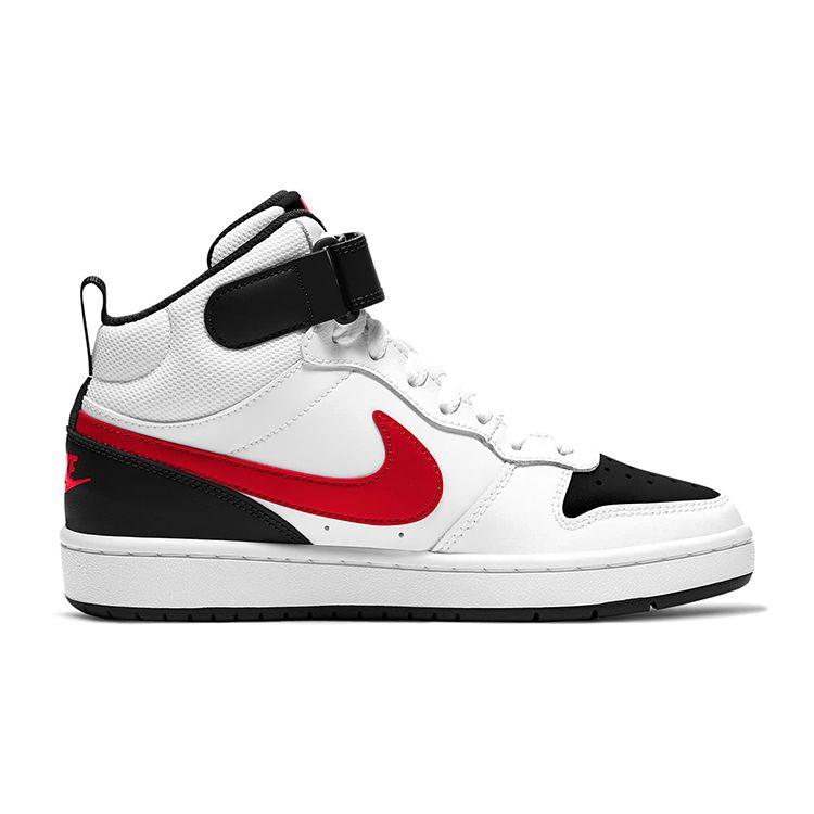 Nike Court Borough Mid 2 GS White Black University Red CD7782-110