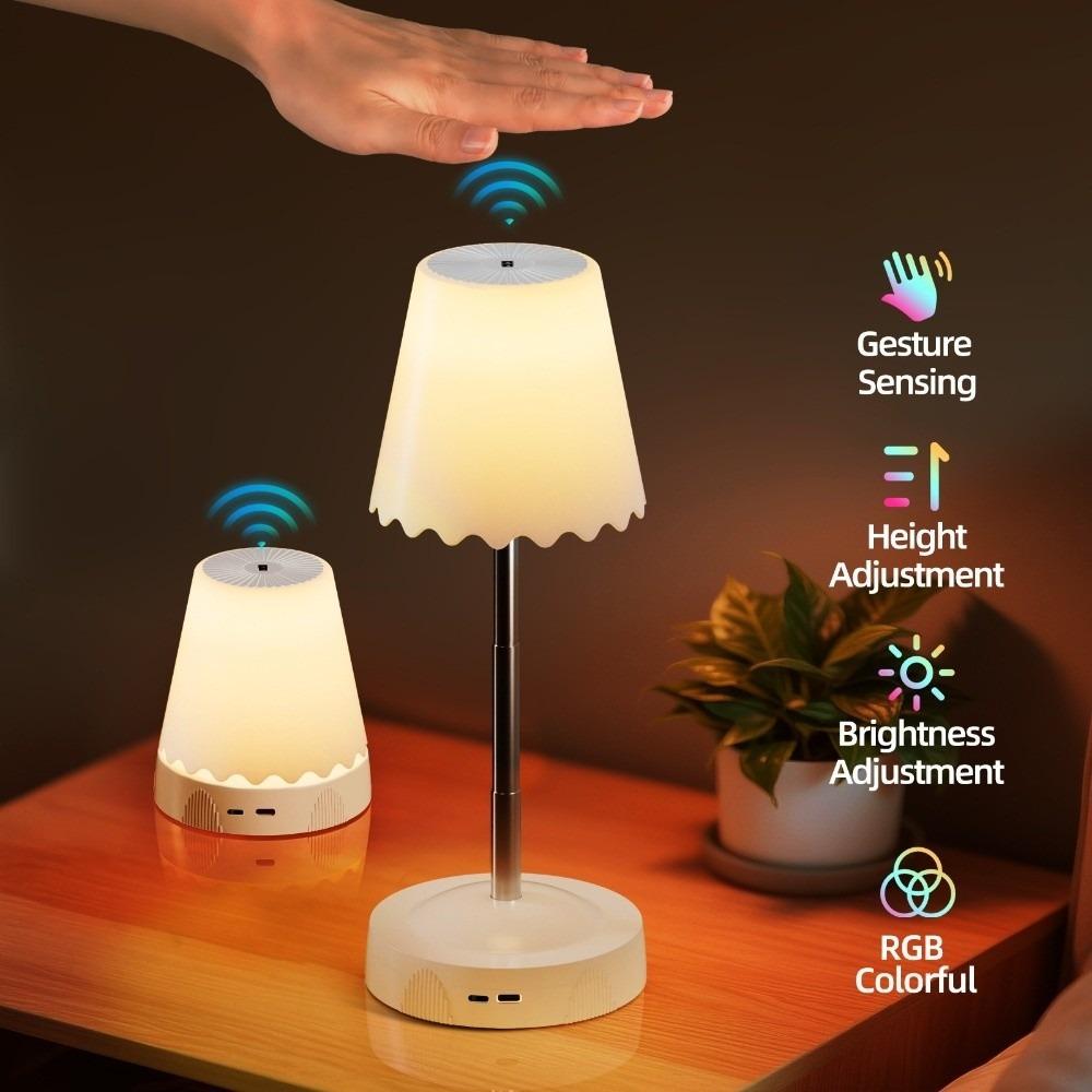 Wiederaufladbare RGB LED Nachtlampe Kreative Gestensteuerung Handgestensensor Licht Einstellbar Heimdeko Raum Nachttischlampe