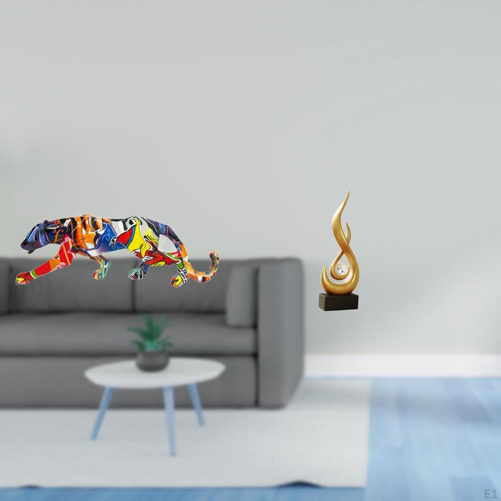 Flame Sculpture Modern Art Figurine Animal Craft Ornament for Bookshelf Cabinet Living Room Home