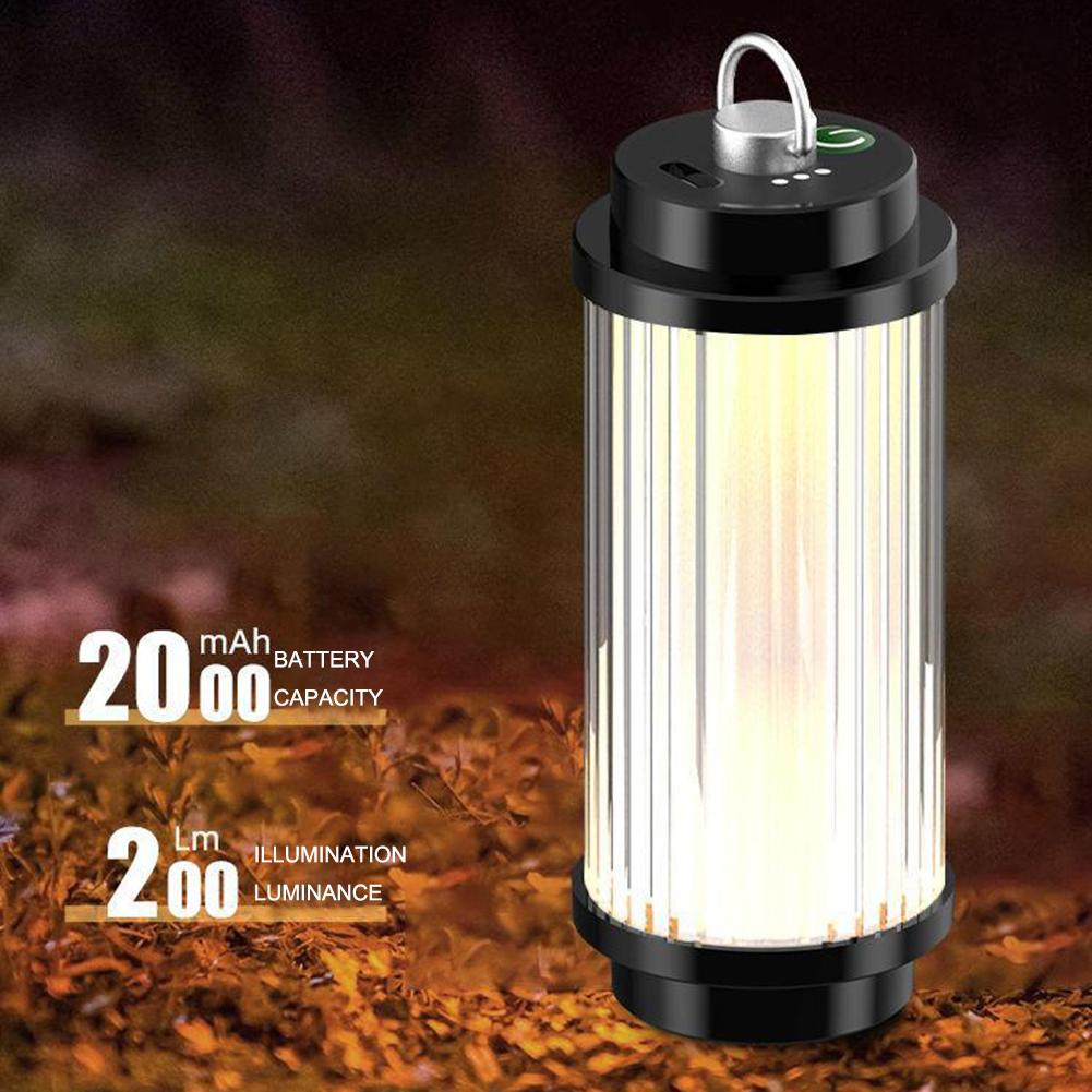 LED Magnetic Camping Lantern 5 Light Modes Hanging Tent Light Type C Charging Multifunction Desktop Light for Outdoor Activities