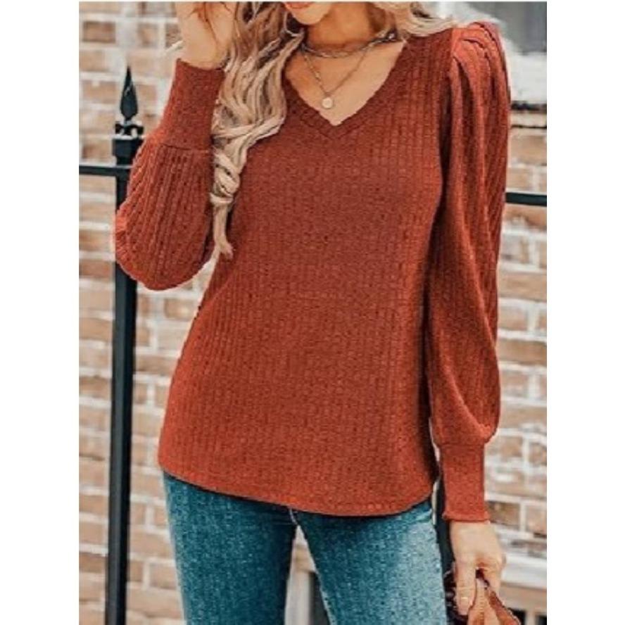 

YYFS женские модные повседневные весенне-осенние однотонные блузки и рубашки с длинными рукавами и v-образным вырезом с принтом S оранжевый