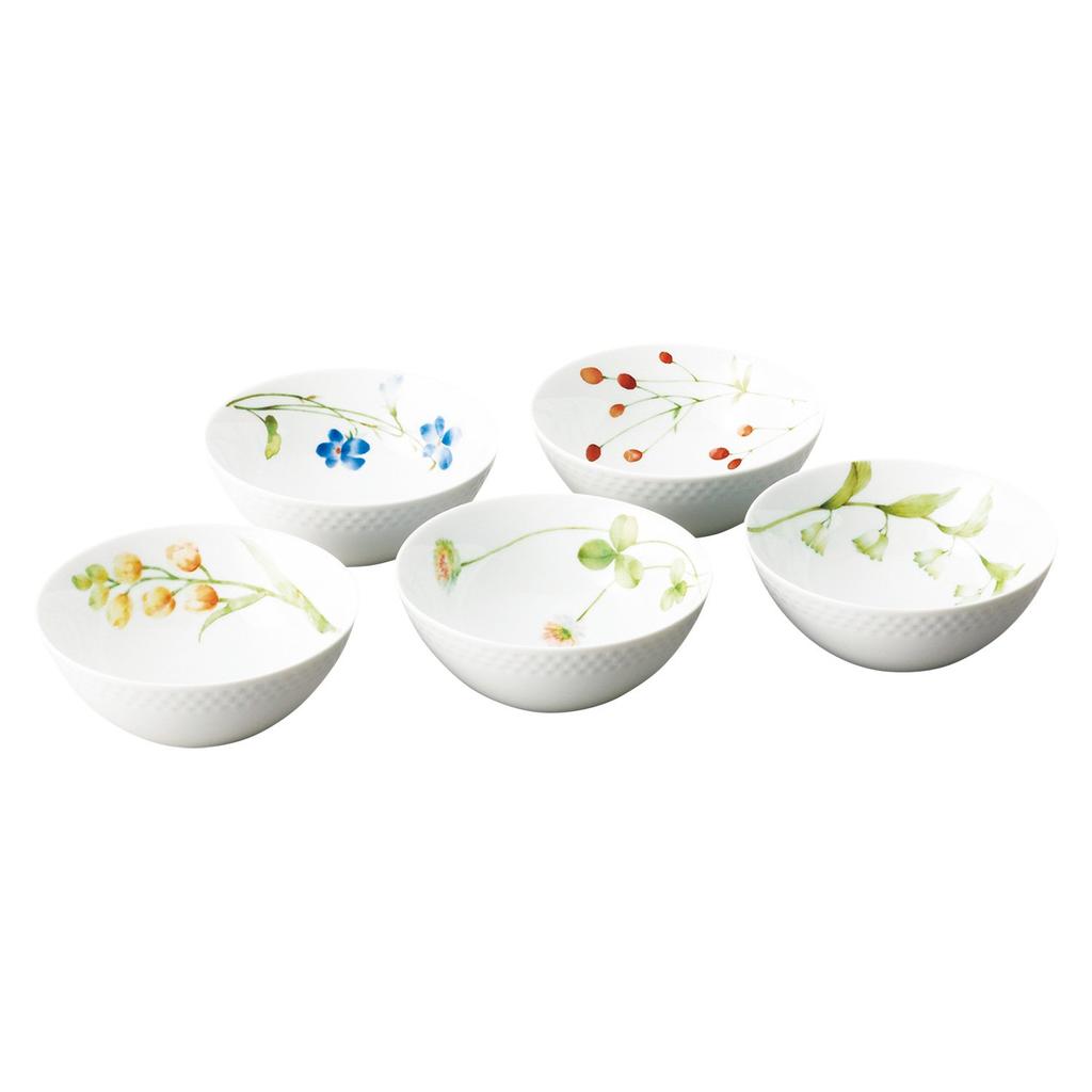 Noritake Bowls (Set of 5) 14cm, 490cc, Azuma no Michi (Road to the Earth) Microwave and Dishwasher Safe, Fine Porcelain, F5306L/1654-15
