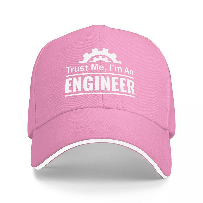 Trust Me Im An Engineer Gear Logo Baseball Cap Black and White Design for Engineering Enthusiasts and Professionals