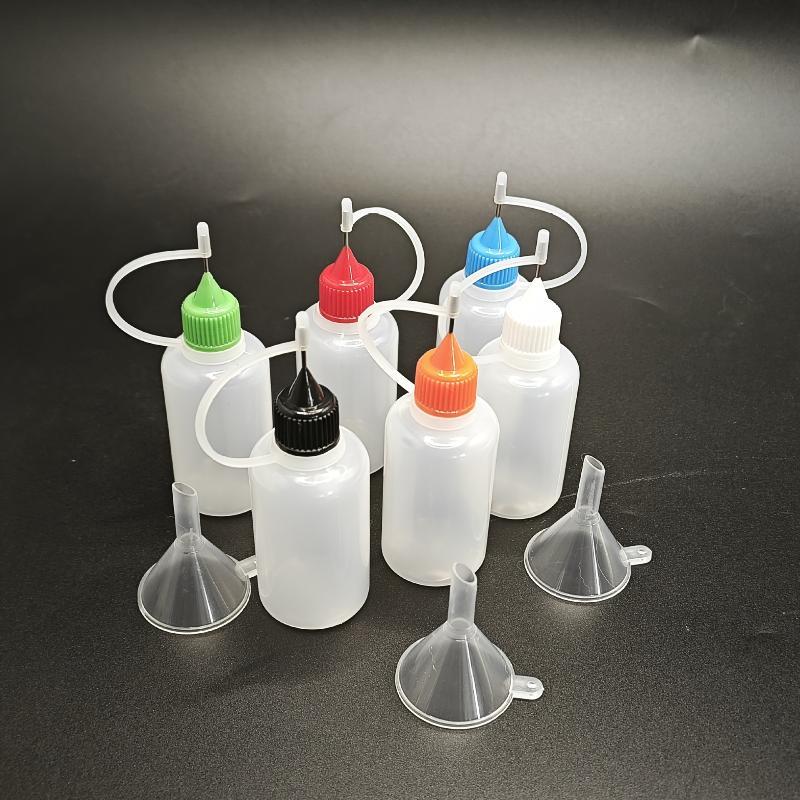 1 Set Klarplastik-Squeeze-Flaschen mit Nadelspitze und sicheren Deckeln für Klebstoff, Bastelmaterialien, Gewürze und Flüssigkeitsaufbewahrung