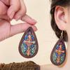 Retro color window grilles temperament earrings female bohemian design ear hooks advanced sense show face small earrings