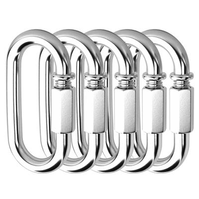 Wlikn Carabiner Link Buckle 304 Stainless Steel Load Capacity 500KG Set of 5 Snap Hook Quick Link Multifunctional Rustproof Outdoor Camping Key Ring
