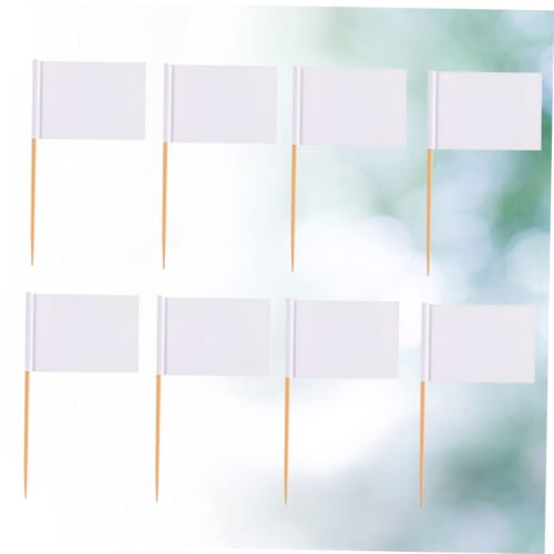 NUOLUX 200pcs Toothpick Flags, White Tags, Cup Flag Labels, Paper Flag Picks, Plant Labels, Toothpicks for Food, Plant Tags, Fruit Cake, White Flags,