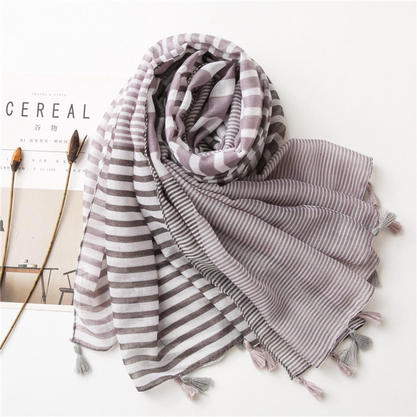 

New Striped Color-blocked Cotton And Linen Scarf, Women s Winter Warm Scarf One Size