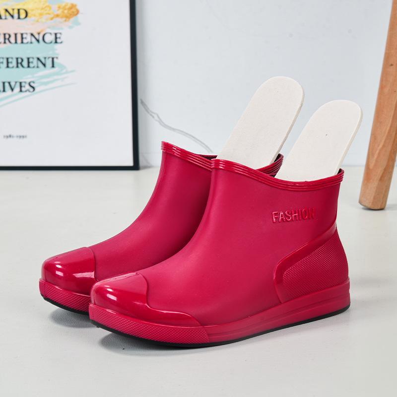 Women's Fashion Waterproof Non-Slip Fleece-Lined Short Rain Boots