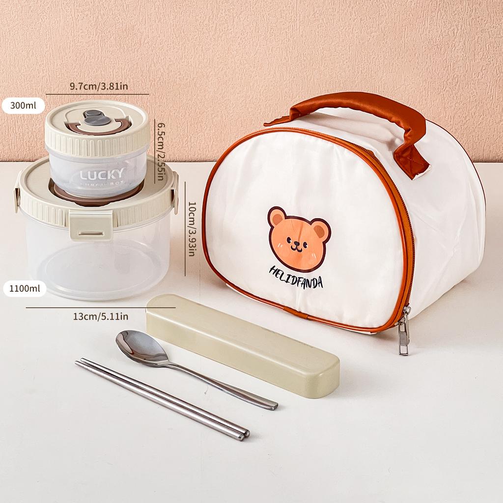 Worthbuy 1100Ml Round Clear Plastic Lunch Box With Handle Microwave Safe Portable Large Capacity Food Container For Students