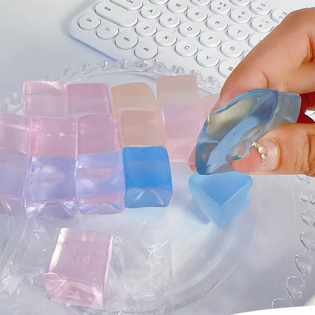 20 Pcs Squeeze Toy Ice Cube Mochi Clear Tofu Shape for Kids Anxiety Reduce Fairy Teens Party Supplies