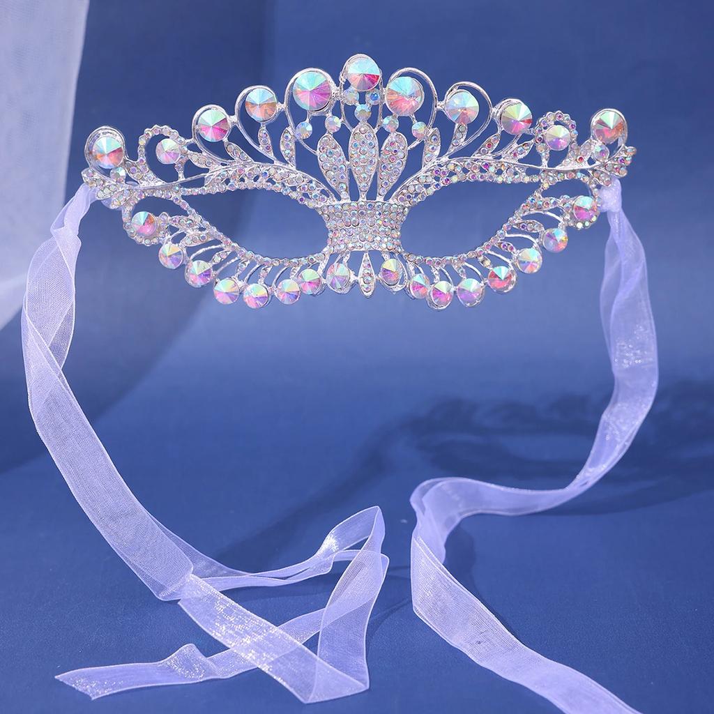 Women Crystal Masquerade Mask Rhinestone Fancy Mask Evening Party Mask for Women Bridal Wedding Decoration