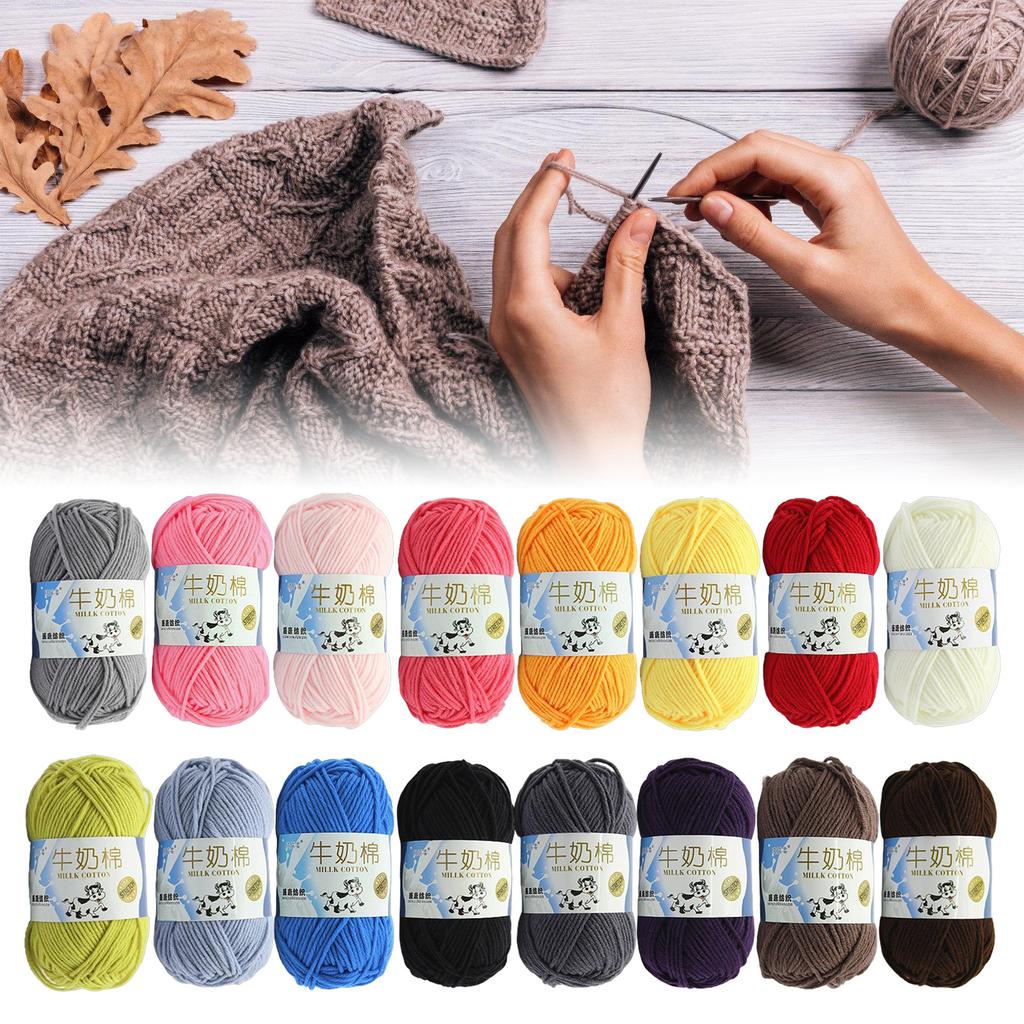 Håndstrikkegarn Melkebomullsgarn Mykt Garn Fargerikt Heklegarn Bomullstråder Strikketilbehør for Barn