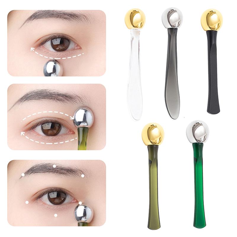 Dual-Ended Roller Massage Stick Eye Cream Applicator Cosmetic Spatula Anti Wrinkle Facial Spoon Alloy Face Skin Care Tool