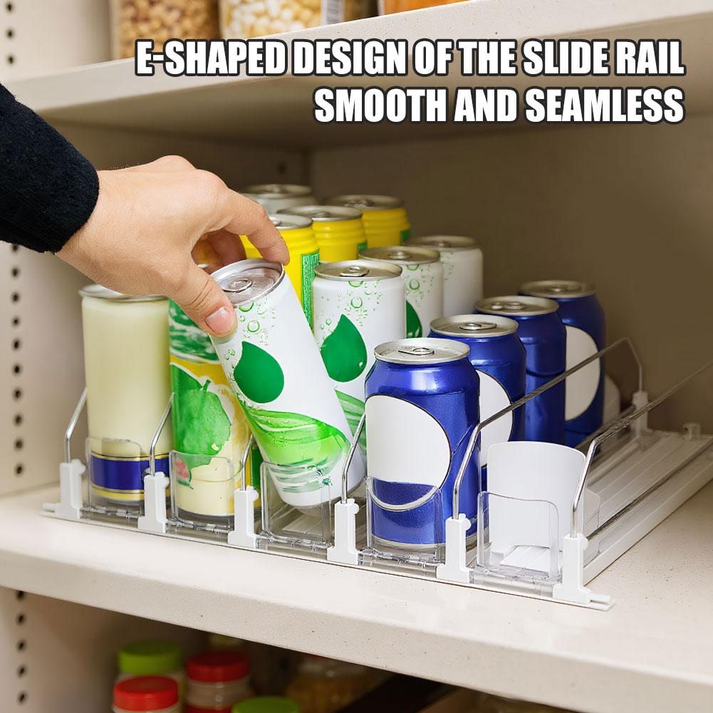 Soda Can Dispenser Automatic Pusher Glide Beer Bottle Beverage Organizer Drink Holder Self-Pushing for Refrigerator