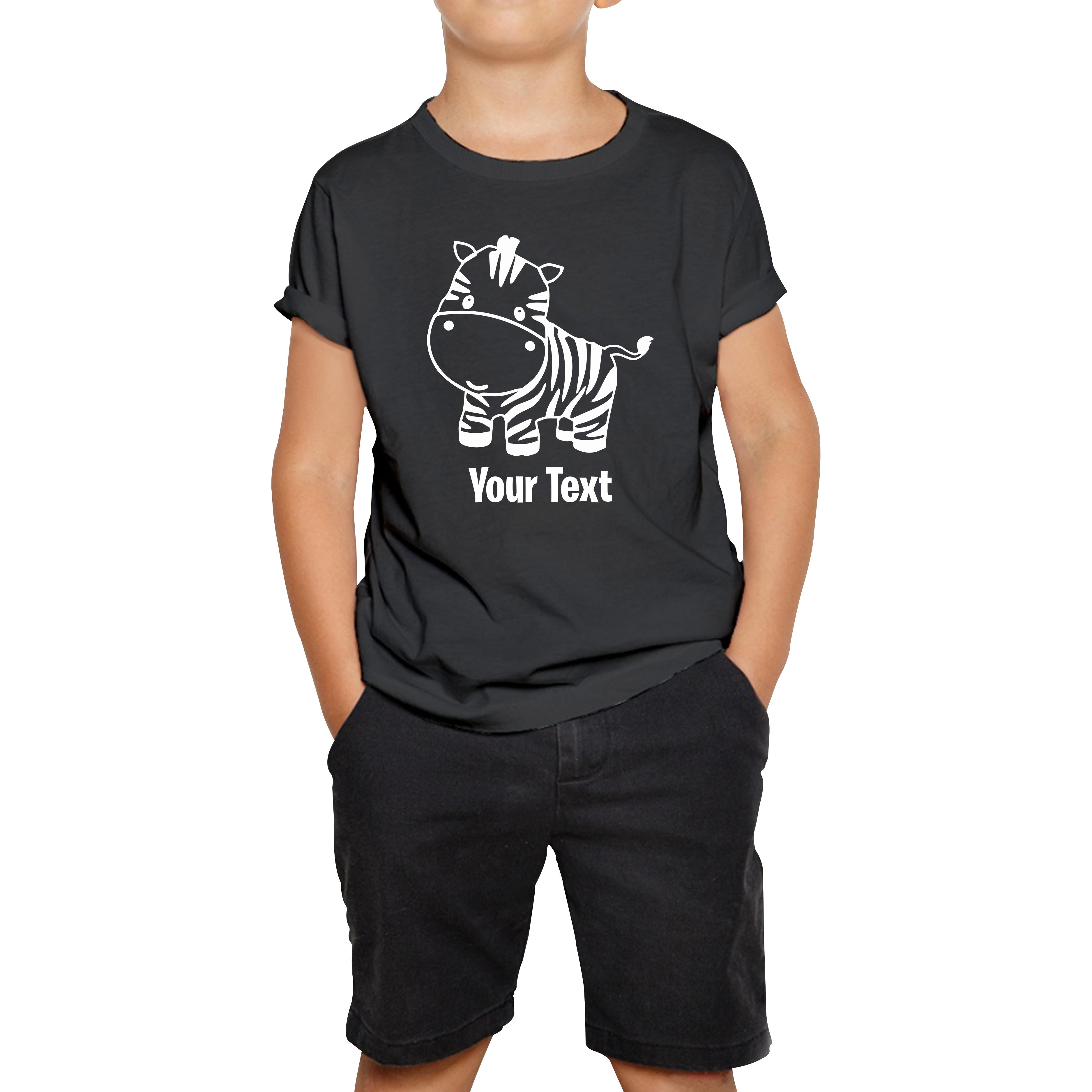 

Personalised Cute Little Zebra Your Name Safari Animal Zoo Jungle Kids Tee 160
