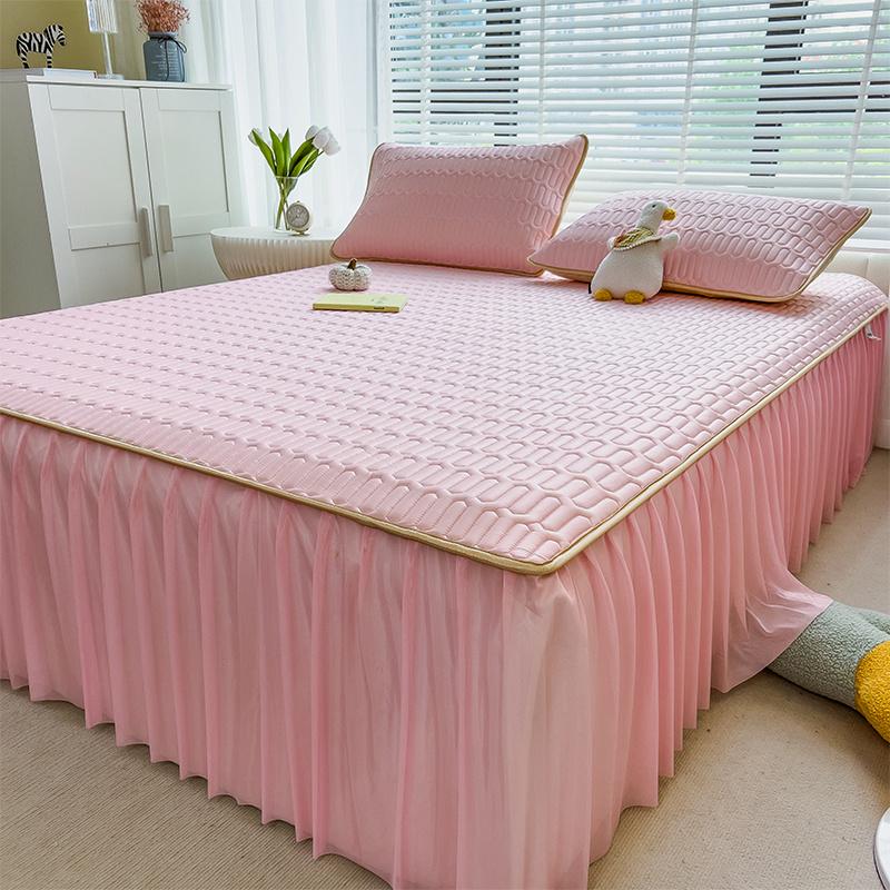 New Latex Bed Skirt Summer Three-Piece Summer Three-Piece Set Mattress Cover Ice Silk Soft Mat