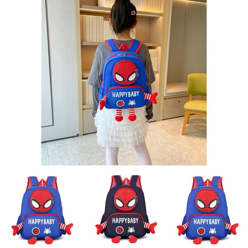 Spider Man 3d Pattern Kids Backpack With Breathable Nylon For Kindergarten And Elementary Use
