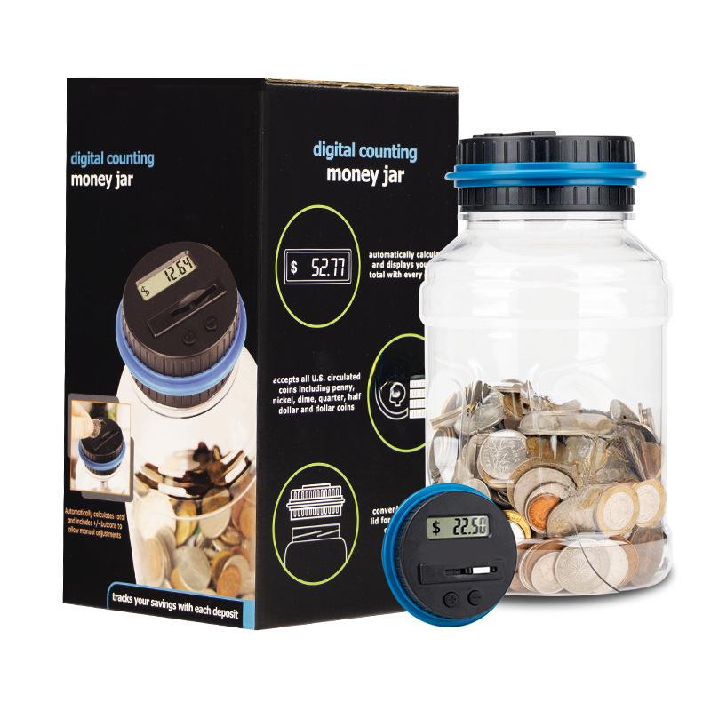Large Capacity Coin Counting Piggy Bank (1.8L) – USD & Euro Compatible Kid's Toy