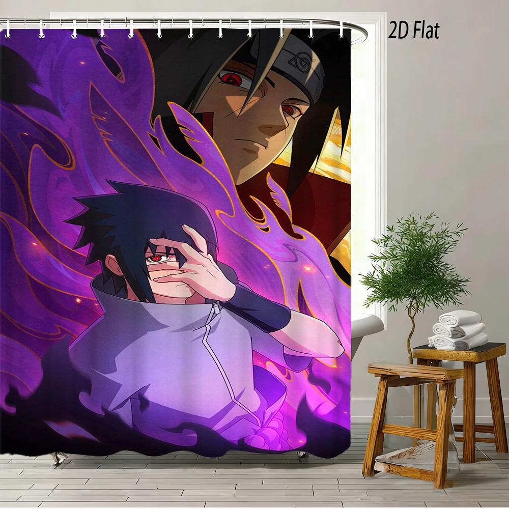 

2D Flat Naruto Anime Sakura Haruno Tree Village Scene Print Waterproof Shower Curtain For Bathroom Decor W60H190(CM)-1 Pcs