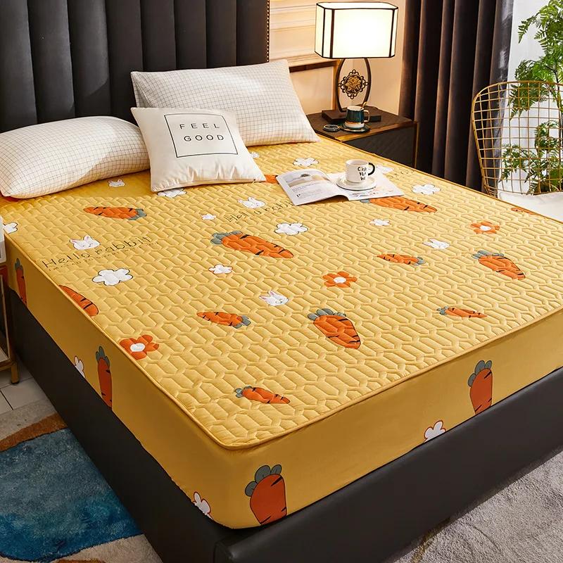 Waterproof Mattress Cover Cartoon Fitted Sheet Home Bedroom Bed Pad Protector Families with Pet Children (without Pillow Case)