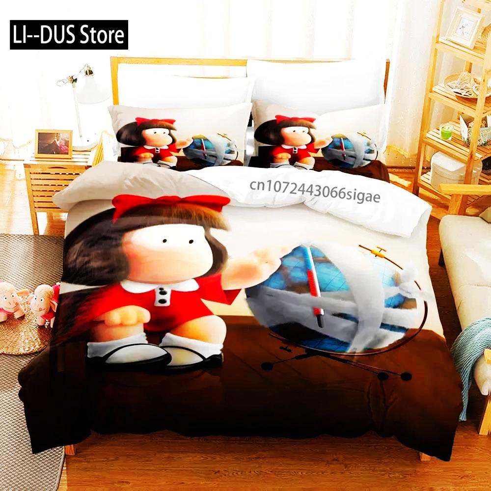 Mafalda Boys Bedroom Bedding Single Twin Full Queen King Size Aldult Duvetcover 3D Anime Bed Sheet Set 2024 Quilt Cover Pillowca
