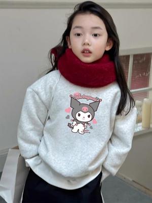 Mädchen Sweatshirt im koreanischen Stil - Herbst/Winter Mode, vielseitiges Rundhals Langarm Oberteil für Kinder