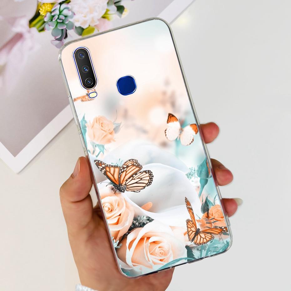 For Vivo Y12 1904 1940 Phone Case Fashion Butterfly Painted Soft Silicone TPU Cover For Vivo Y17 Y15 Y12 1902 1901 Bumper