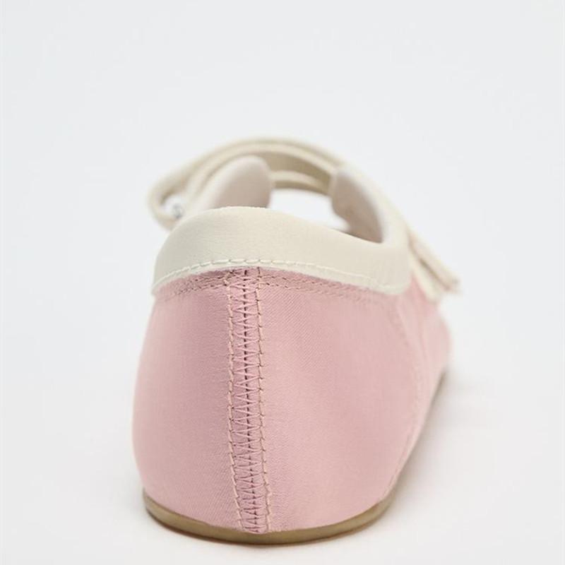 Fashion Pink Satin Brand Ballet Flats Women Fashion Round Toe Double Pull Strap Designer Shoes Comfortable Lightweight Non-Slip Sneakers