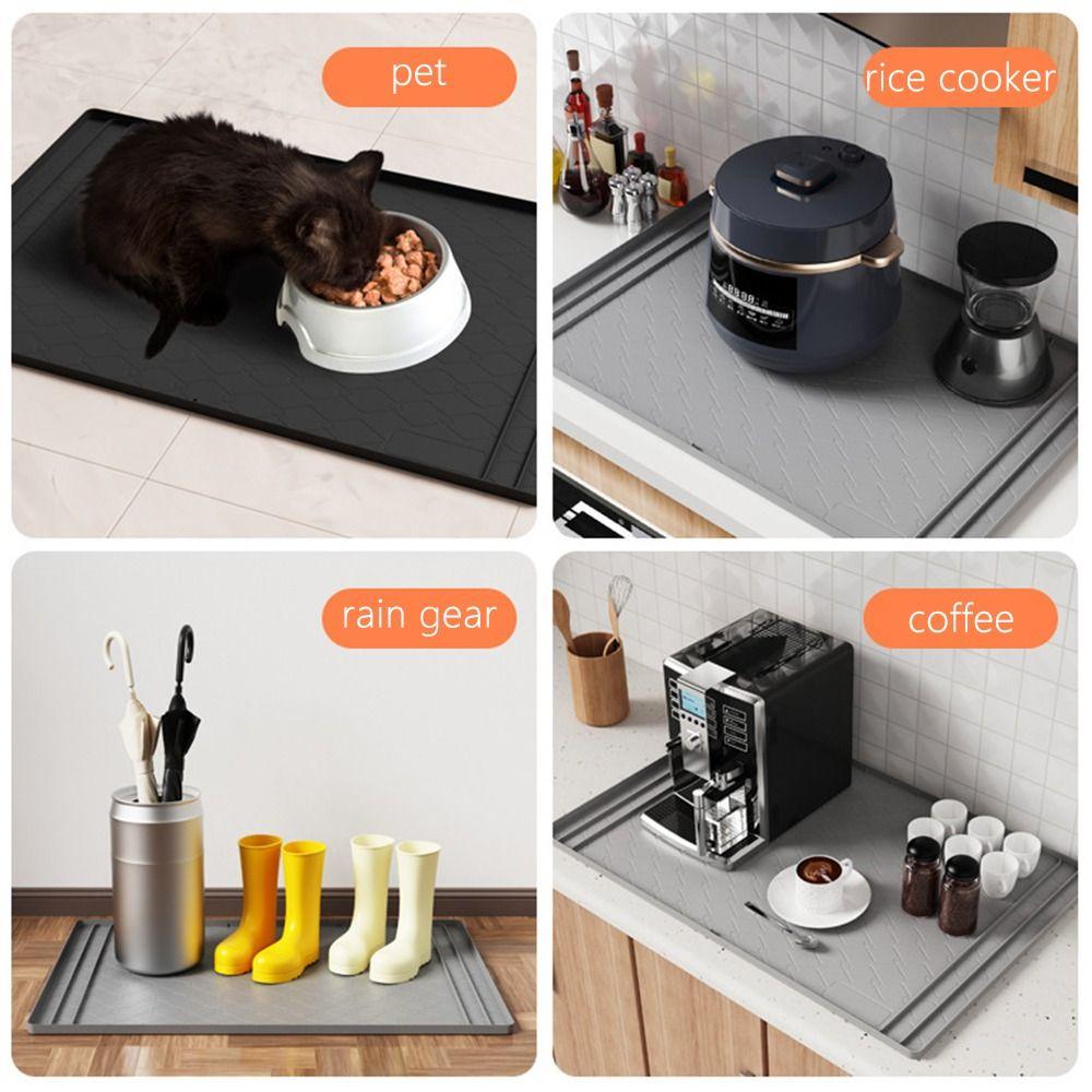 Multi-Function 34" x 22" Under Sink Mat Silicone Waterproof Cabinet Liner Easy to Clean Sink Tray for Kitchen Bathroom
