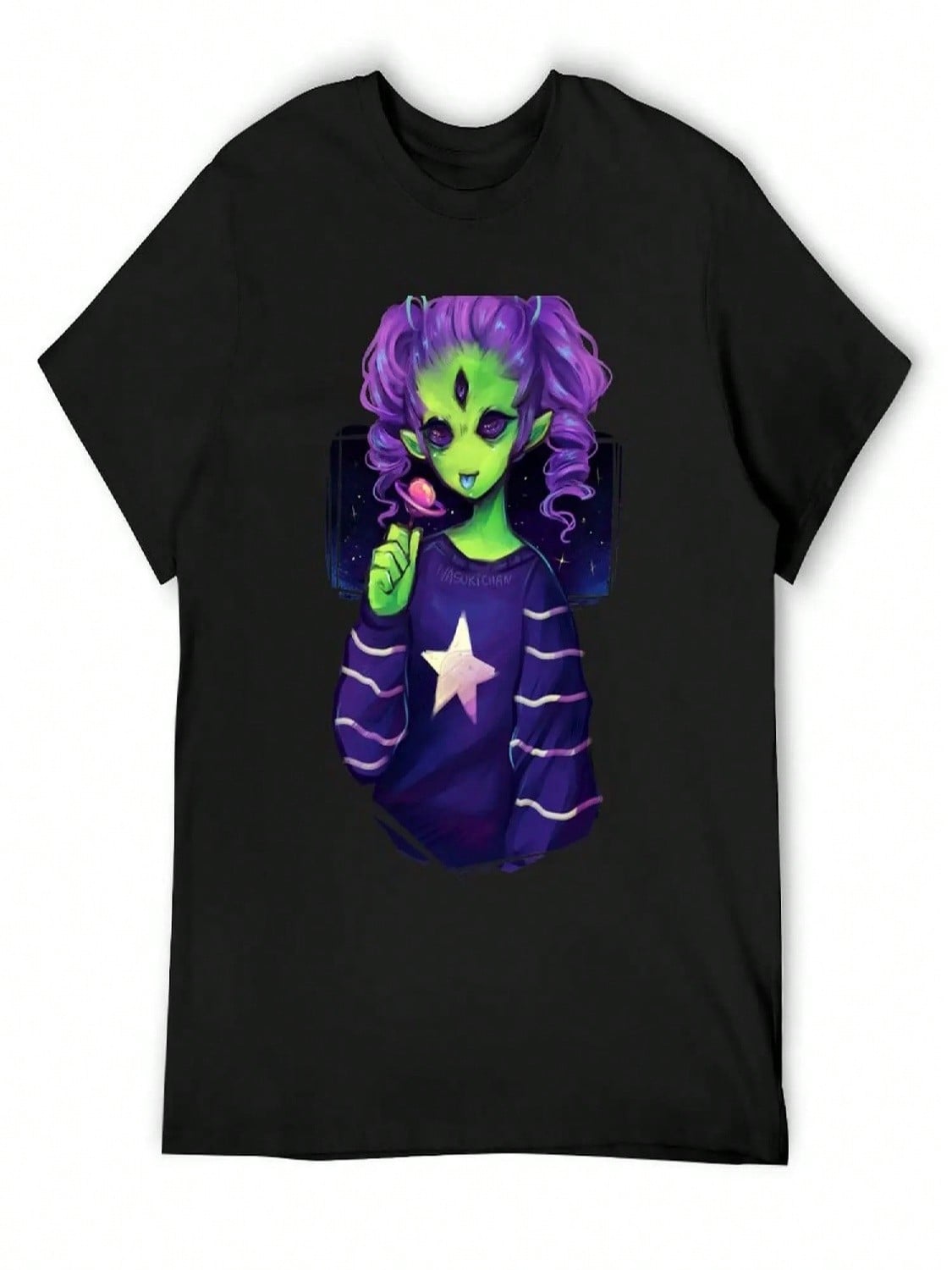 Alien Girl T-Shirt Graphics Oversized Big And Tall T Shirts For unisex S